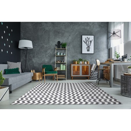 Dywan SKETCH - F561 szaro/biały - Zygzak 160x220 cm