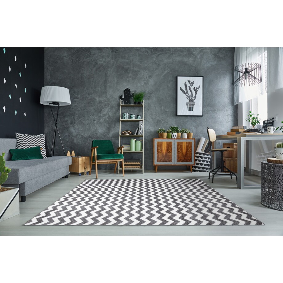 Dywan SKETCH - F561 szaro/biały - Zygzak 160x220 cm