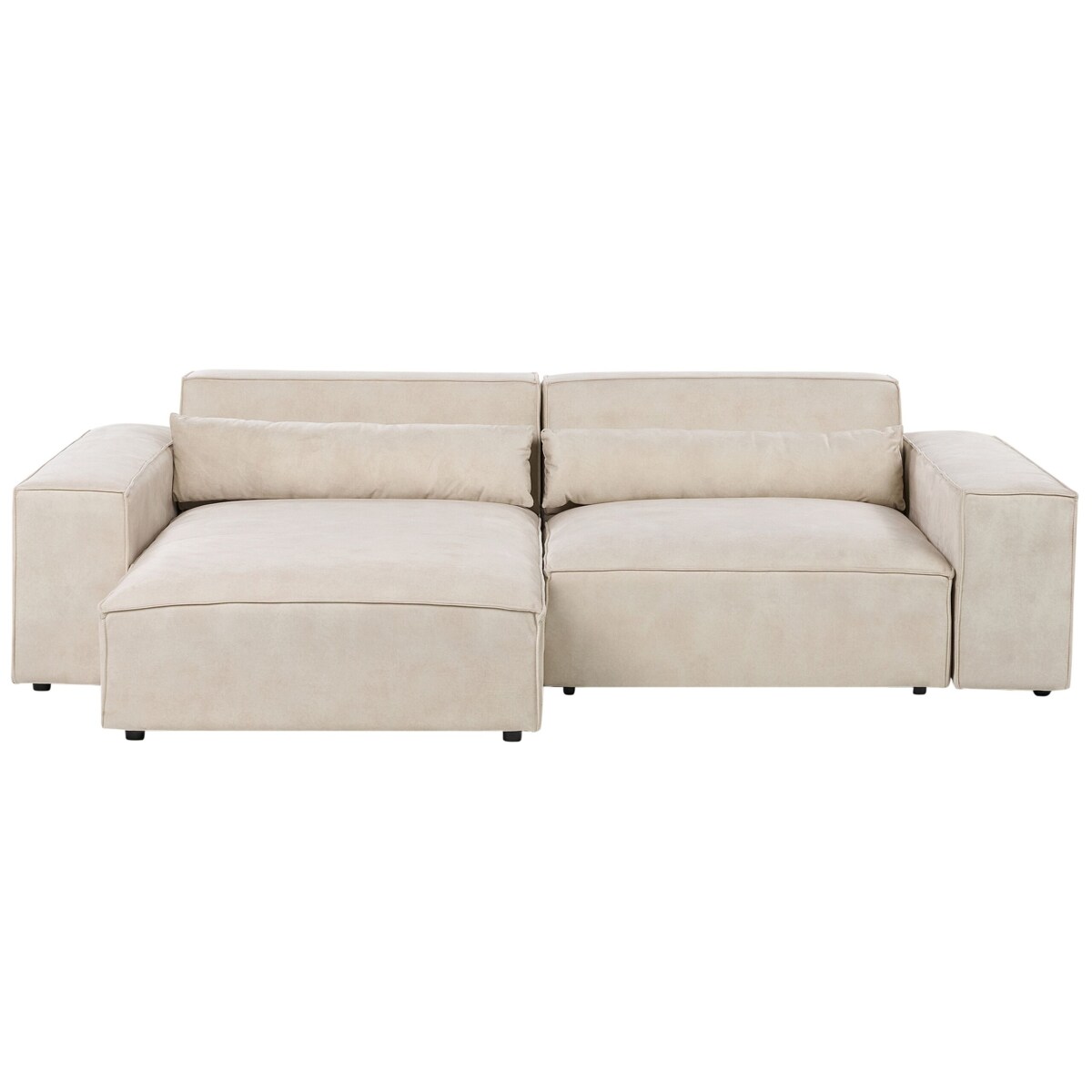 Narożnik modułowy 2-osobowy welurowy prawostronny z otomaną beżowy HELLNAR