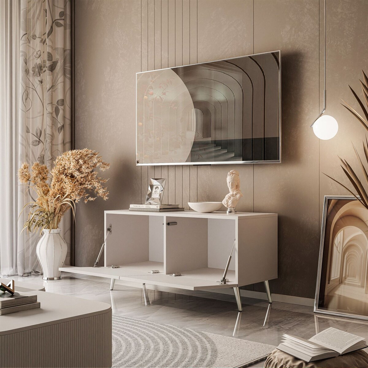 Szafka RTV COLGANTE KASZMIR 100 cm chromowane nogi