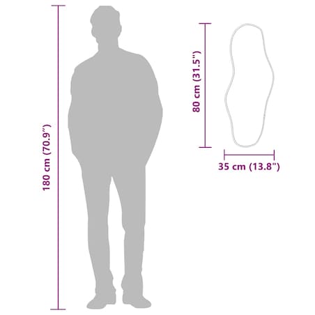 vidaXL Lustro ścienne, srebrne, 80x35 cm