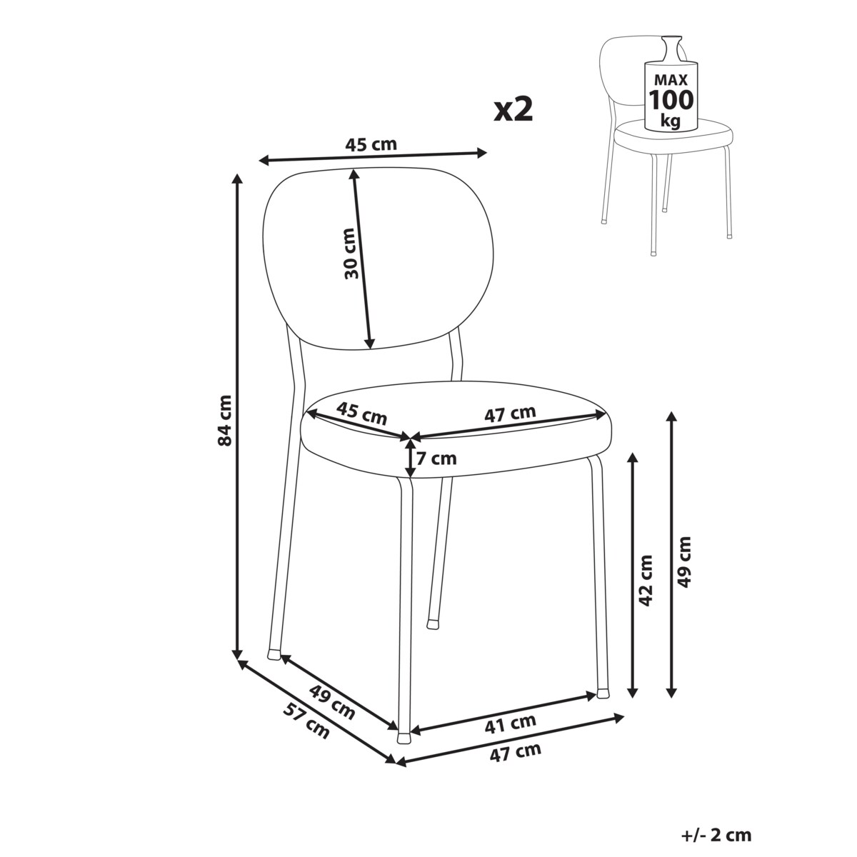 Zestaw 2 krzeseł do jadalni LOLETA Jasnobrązowy