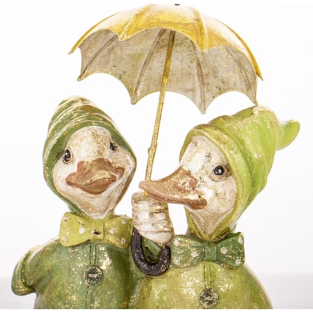 Dekoracja - para kaczorków pod parasolem 22x13,5x10 cm ANATROCCOLI