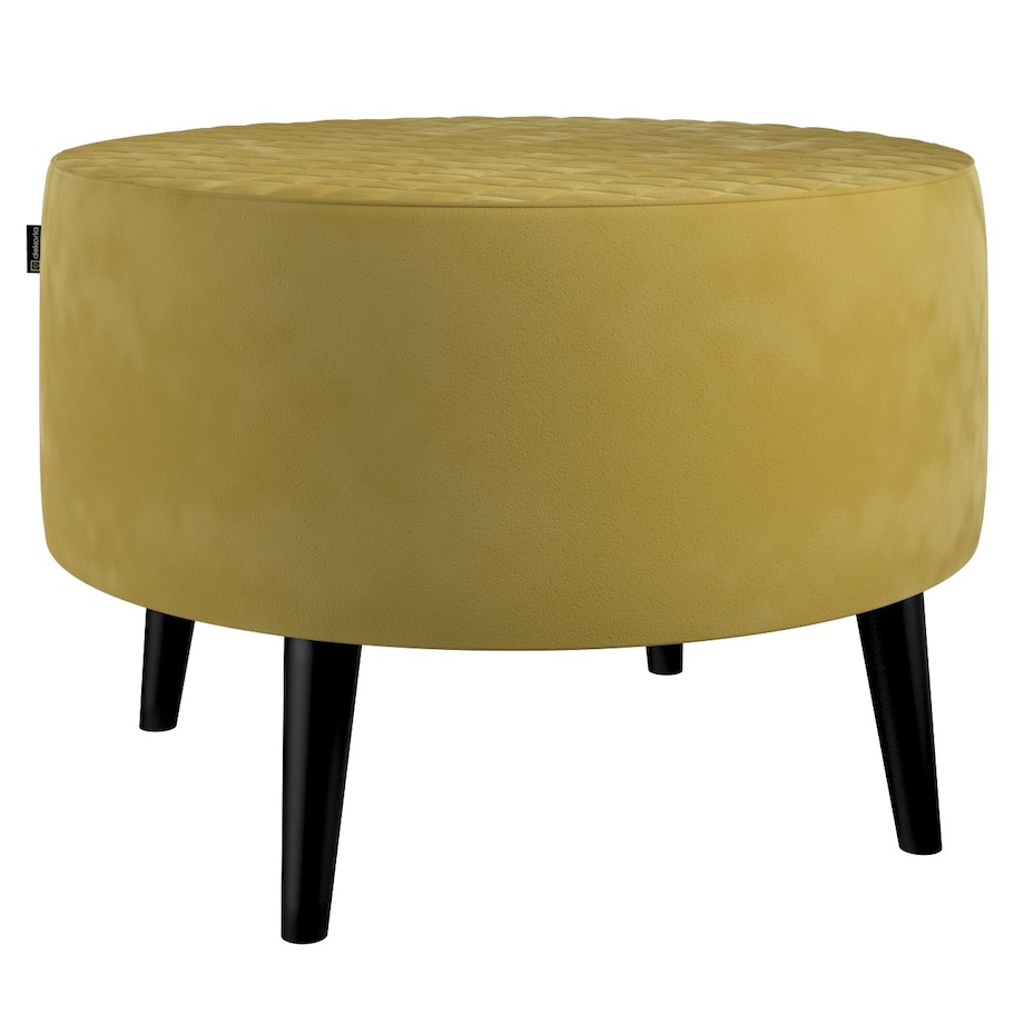 Podnóżek okrągły pikowany, oliwkowy zielony, Ø60 x 40 cm, Velvet