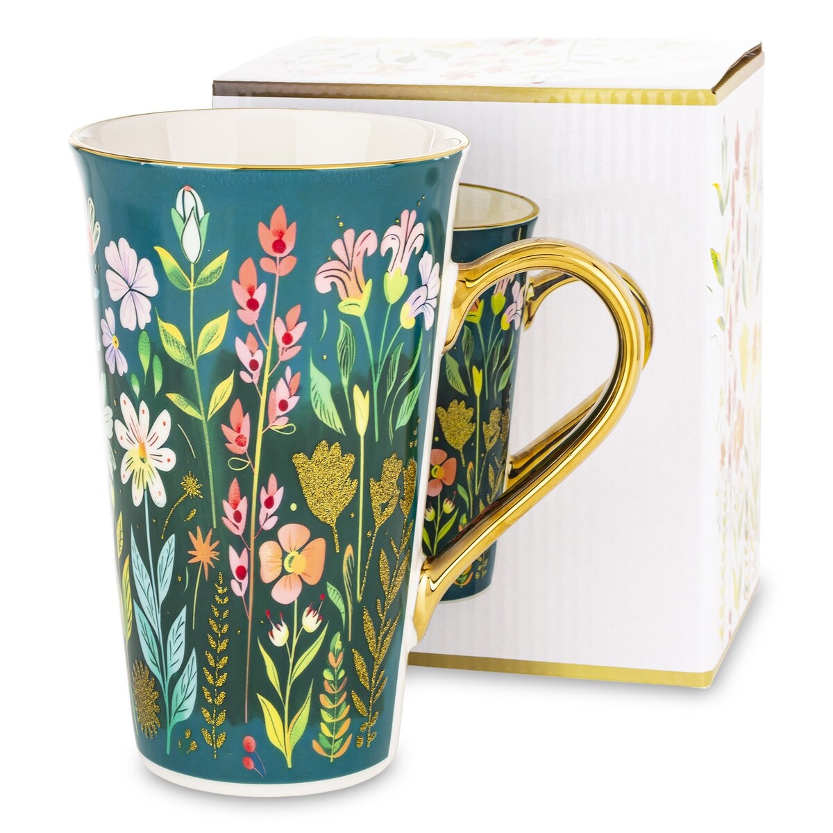 Kubek porcelanowy 700 ml BLUMEN-II 17x15x10 cm zielony