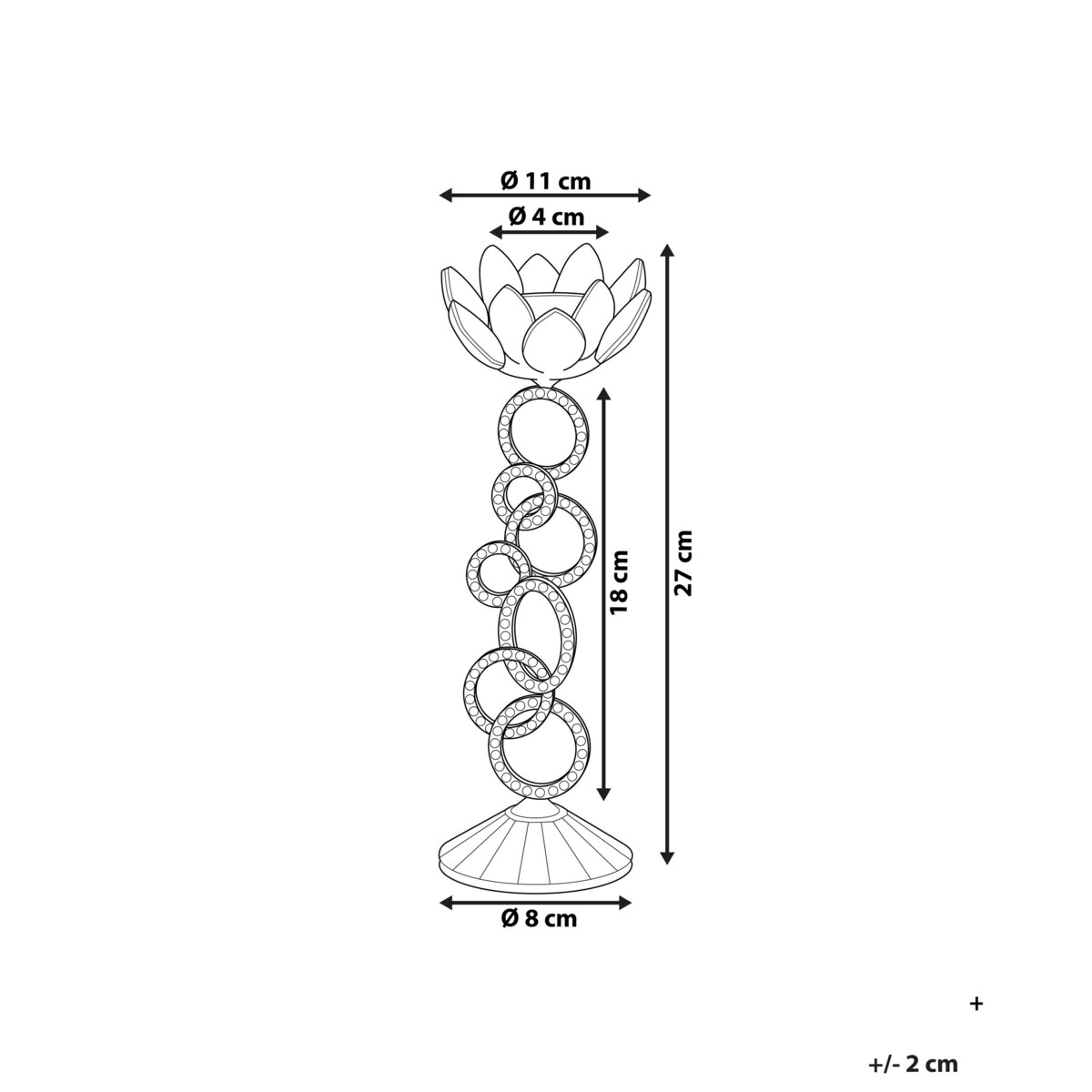 Świecznik szklany 27 cm srebrny OVIEDO