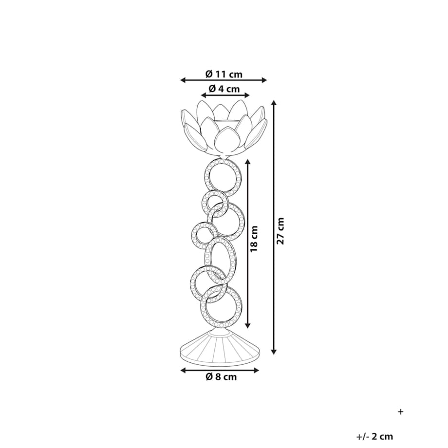 Świecznik szklany 27 cm srebrny OVIEDO