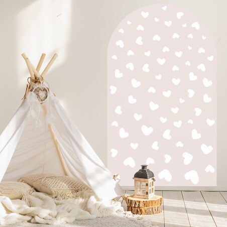 Naklejka na ścianę łuk brudny róż - serca L