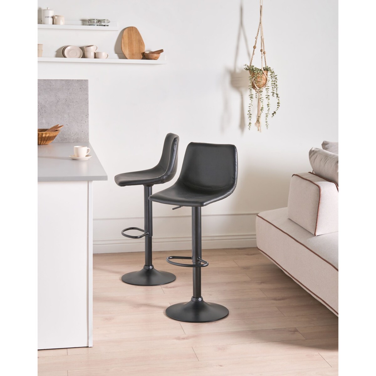 Zestaw 2 hokerów barowych LEBRIJA Ekoskóra Obrotowy Czarny