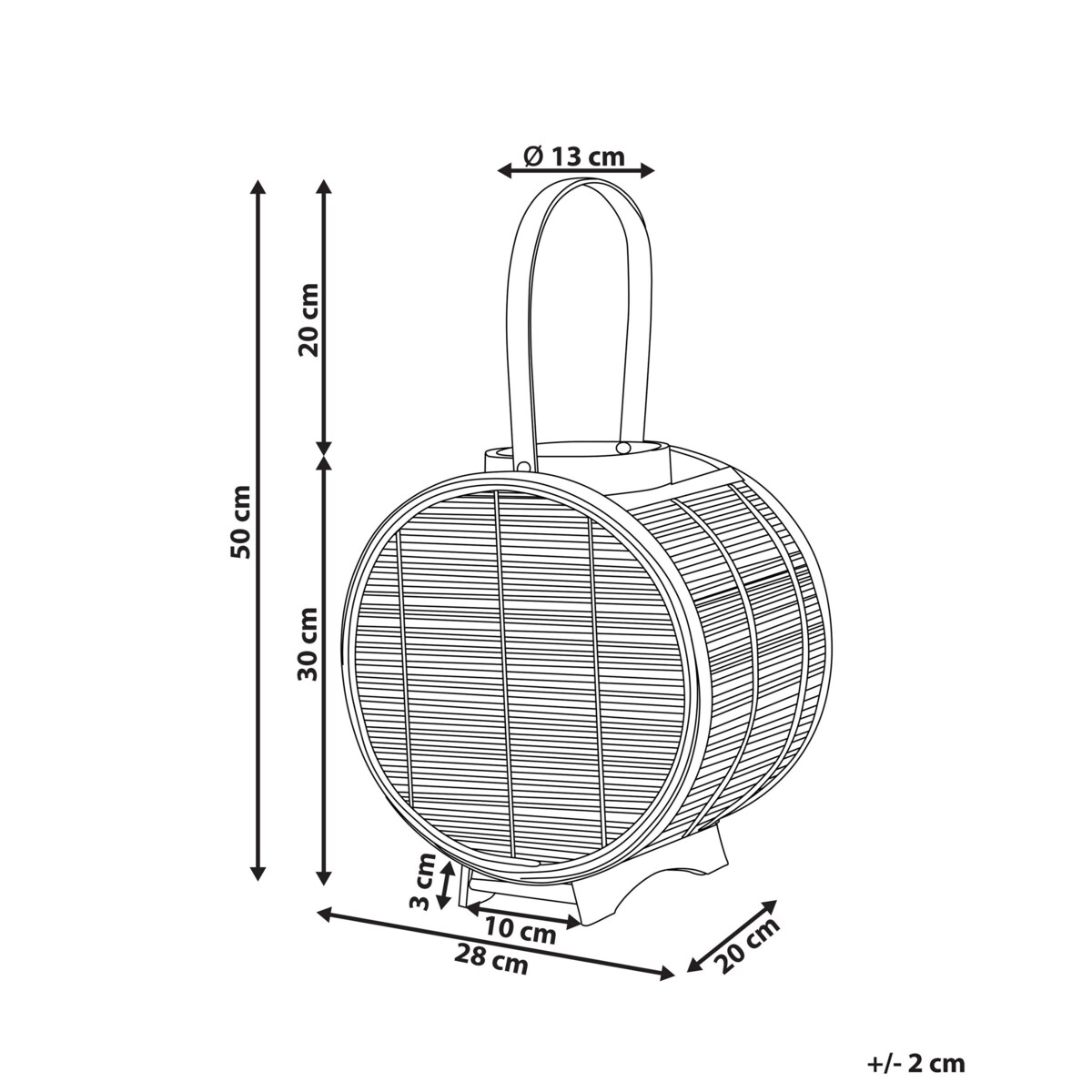 Lampion rattanowy 30 cm naturalny BISTAL