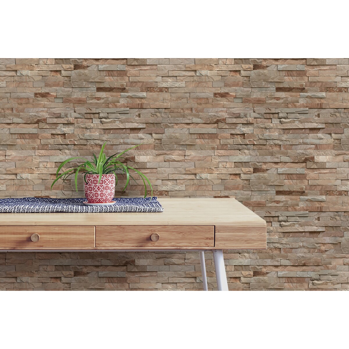 Tapeta Beżowy murek, 416x254cm