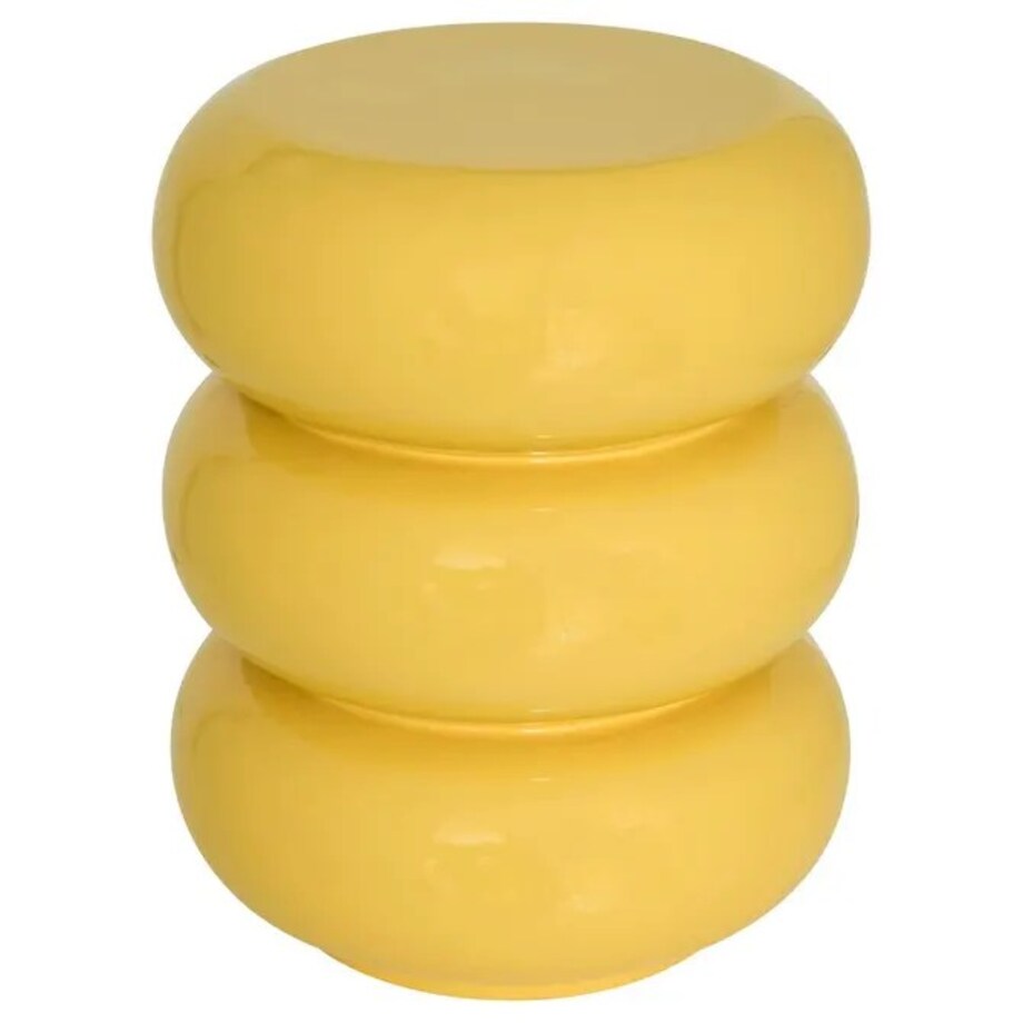 Stolik pomocniczy, boczny, Stoneto glossy, żółty, 43x35x35 cm