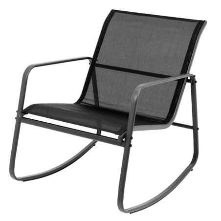 Zestaw Mebli Ogrodowych 2 Fotele Krzesła Bujane Textilene Stolik Szklany