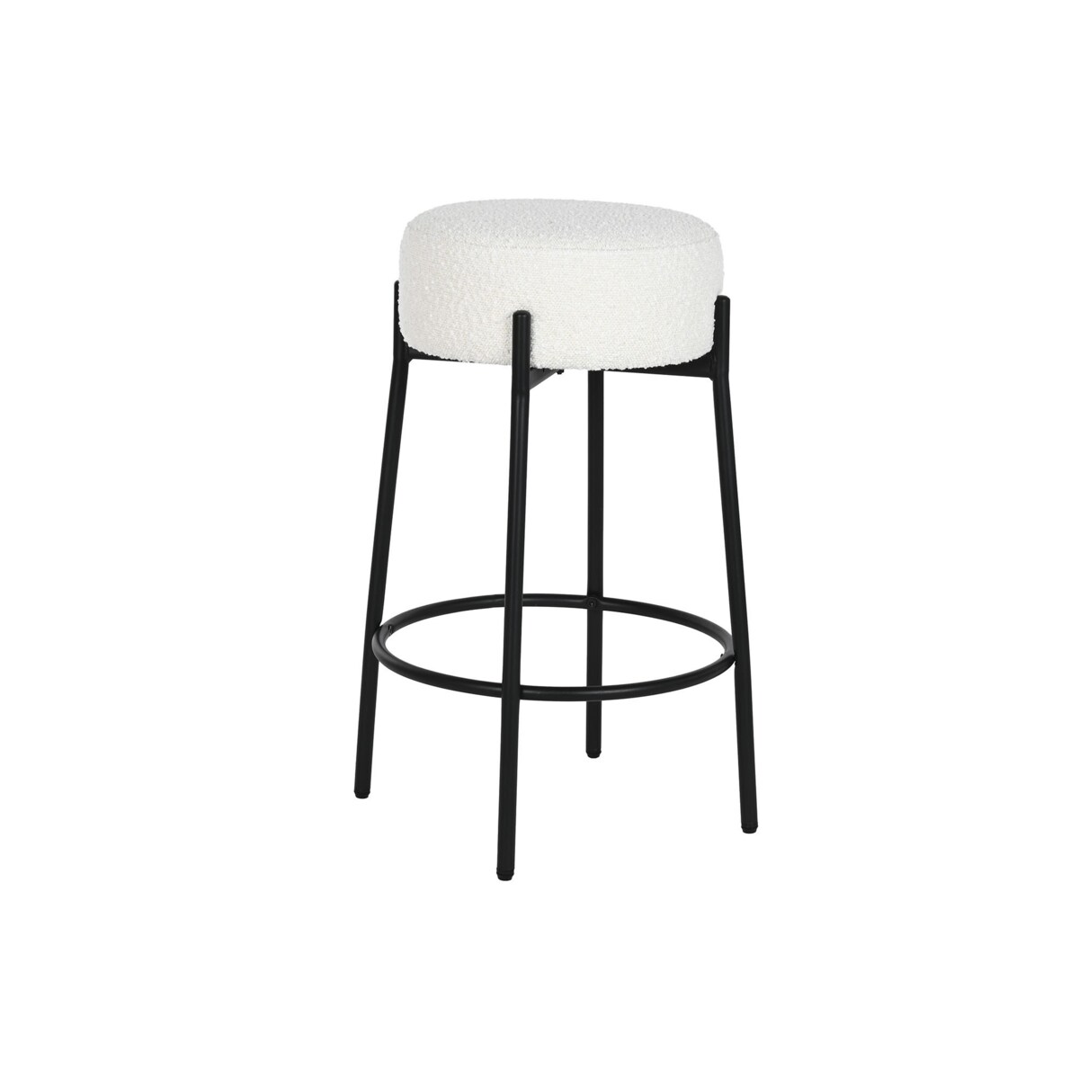 Stołek barowy na czarnej podstawie bouclé 67 cm