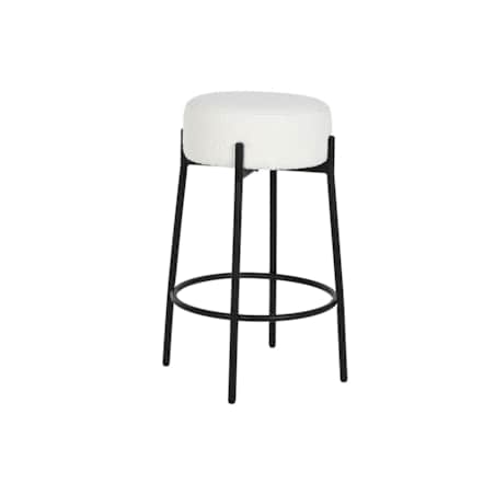 Stołek barowy na czarnej podstawie bouclé 67 cm