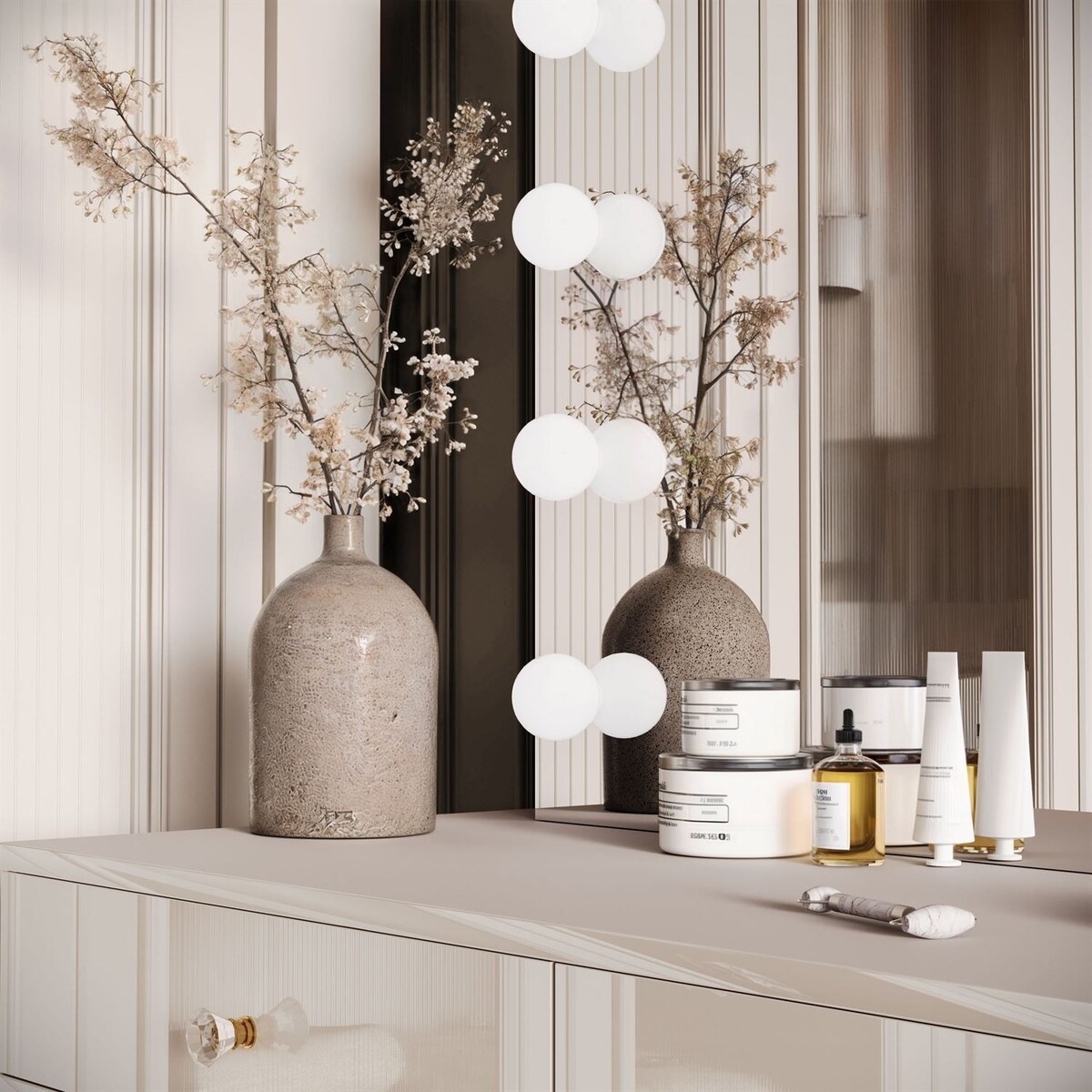 Toaletka SIENNA GOLD ELITE na skośnych nóżkach, uchwyt biały kryształ