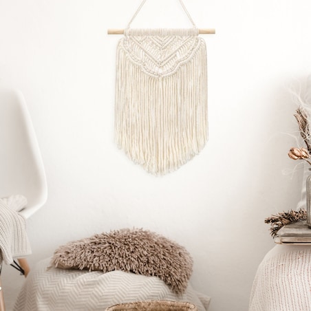 DEKORACJA ŚCIENNA BOHO MAKRAMA ECRU 322149