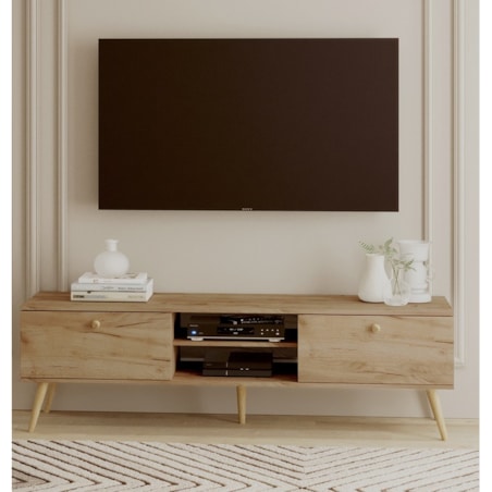 Szafka rtv boho - Dąb craft złoty