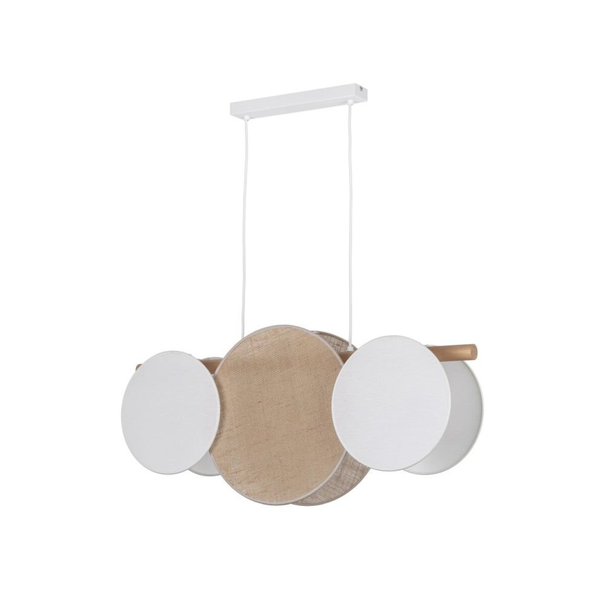 Lampa wisząca TK Lighting PULSE 10005 3xE27 biała z drewnem i jutą, regulowana wysokość, nowoczesna do salonu i jadalni