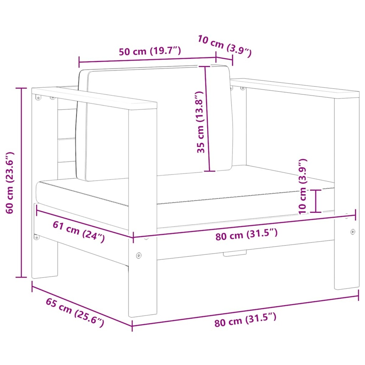 vidaXL Fotel ogrodowy z poduszką, ciemnoszary, lite drewno akacjowe