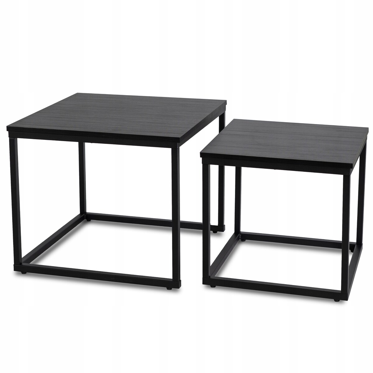 Stolik Kawowy Czarny Kwadratowy 2w1 Ława Loft Czarna Industrialna TEVET