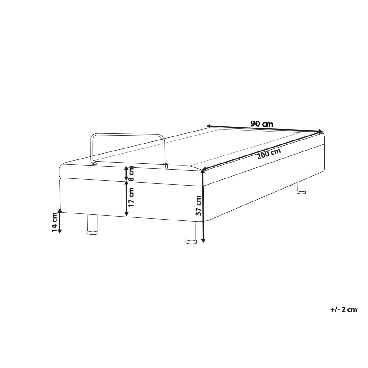 Łóżko regulowane bez zagłówka DUKE II 90 x 200 cm Ciemnoszary