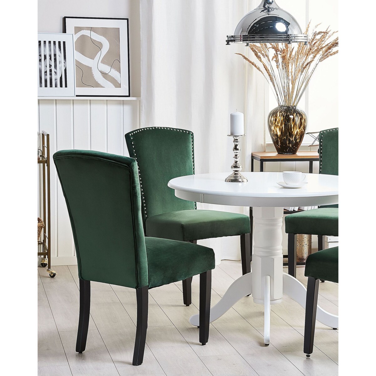 Zestaw 2 krzeseł do jadalni PISECO Welur Ciemnozielony