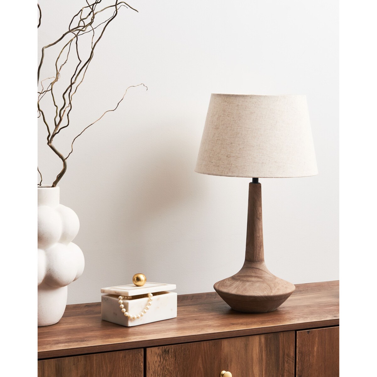 Lampa stołowa GODAWARI Drewno mango Ciemnobrązowy