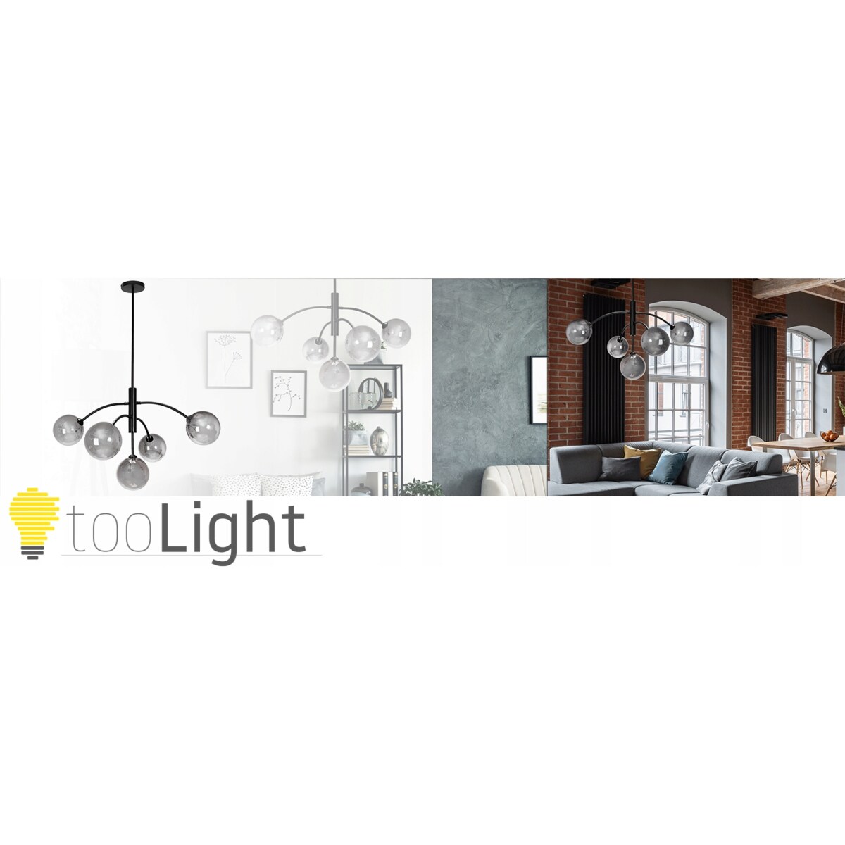 Lampa Sufitowa Szklane Kule Lustrzane Loft Czarna