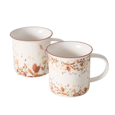 Kubek porcelanowy z kolorową obwódką, BERNADA, 320 ml