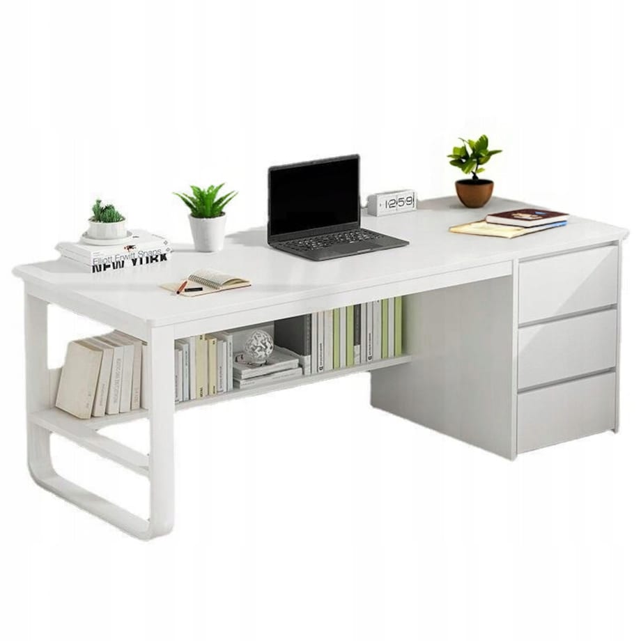 Biurko komputerowe loft białe 3 półki skandynawski nowoczesne 120 cm