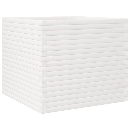 vidaXL Donica ogrodowa, biała, 80x80x68,5 cm, lite drewno sosnowe