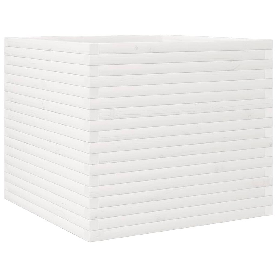 vidaXL Donica ogrodowa, biała, 80x80x68,5 cm, lite drewno sosnowe