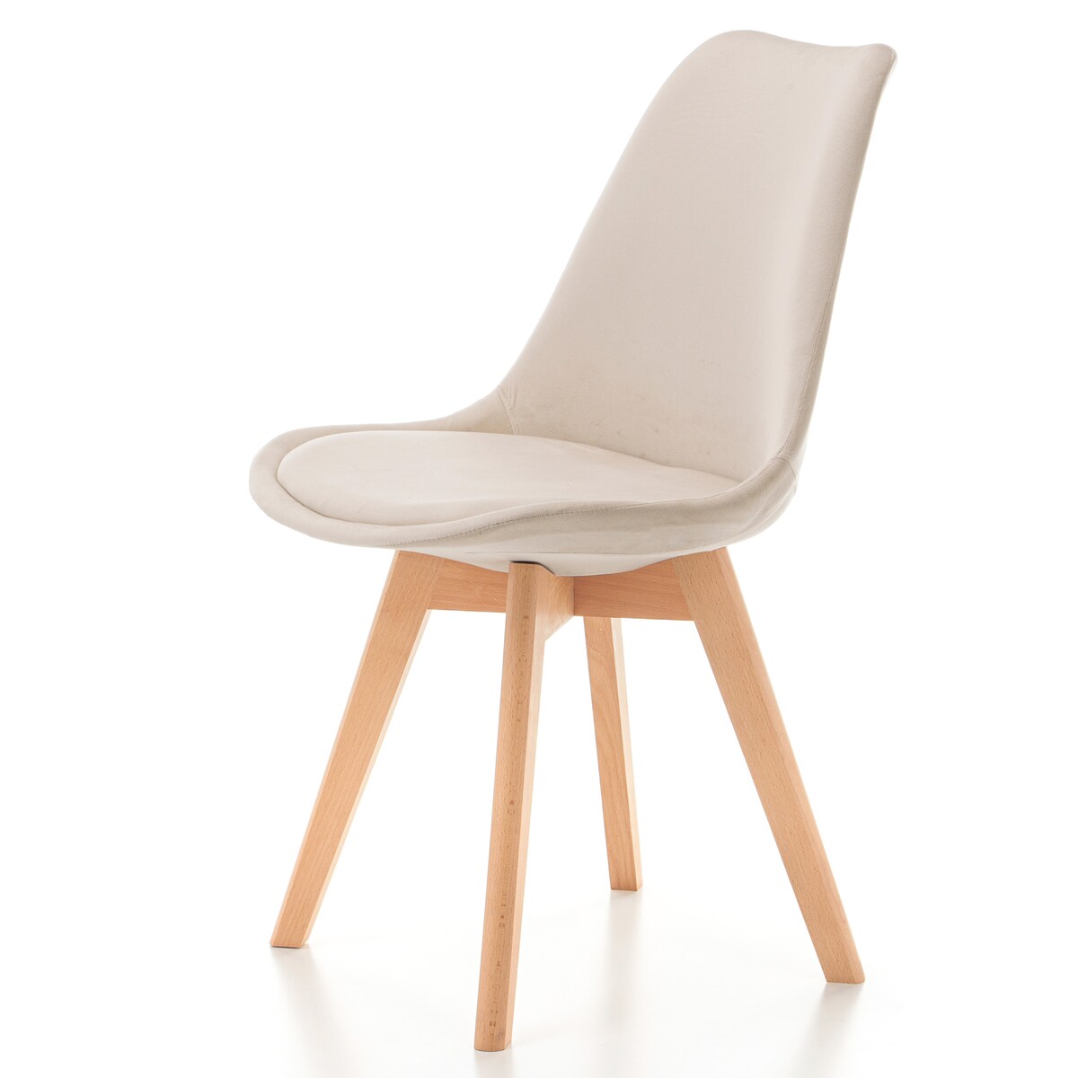 Krzesło skandynawskie z poduszką welurowe DUBLIN beżowe