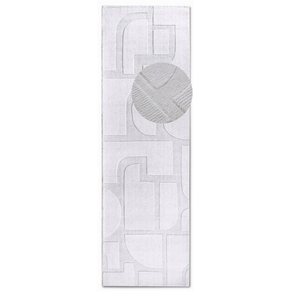 Chodnik wełniany do korytarza 80x250cm, kremowy nowoczesny wzór 3D