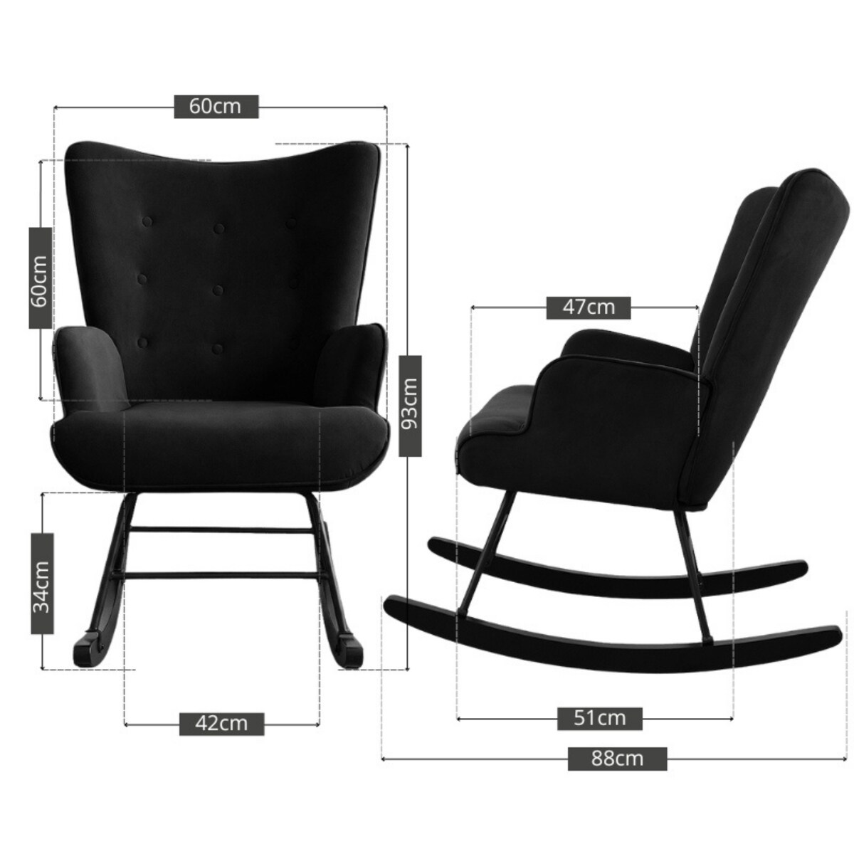 Fotel bujany tapicerowany welur wygodny wypoczynkowy uszak salon czarny