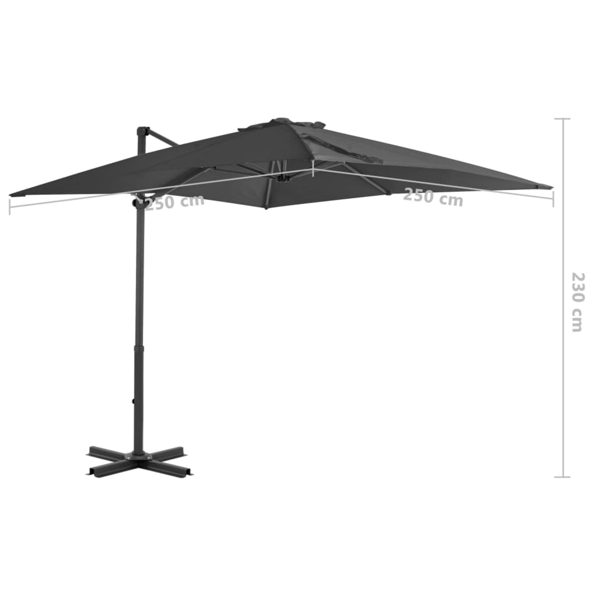 vidaXL Parasol wiszący z aluminiowym słupkiem, 250x250 cm, antracytowy