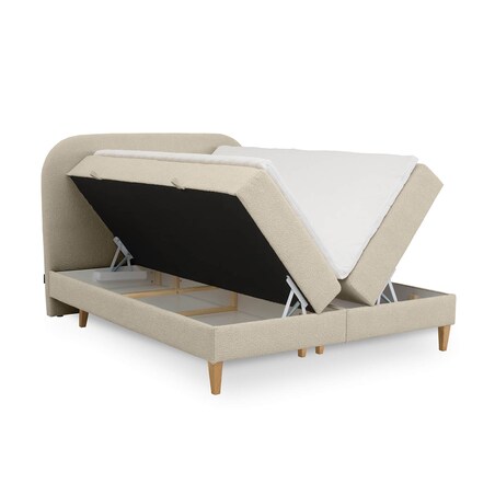 Łóżko kontynentalne CATRINE 140x200 z pojemnikiem, Beż, tkanina Baloo 2075