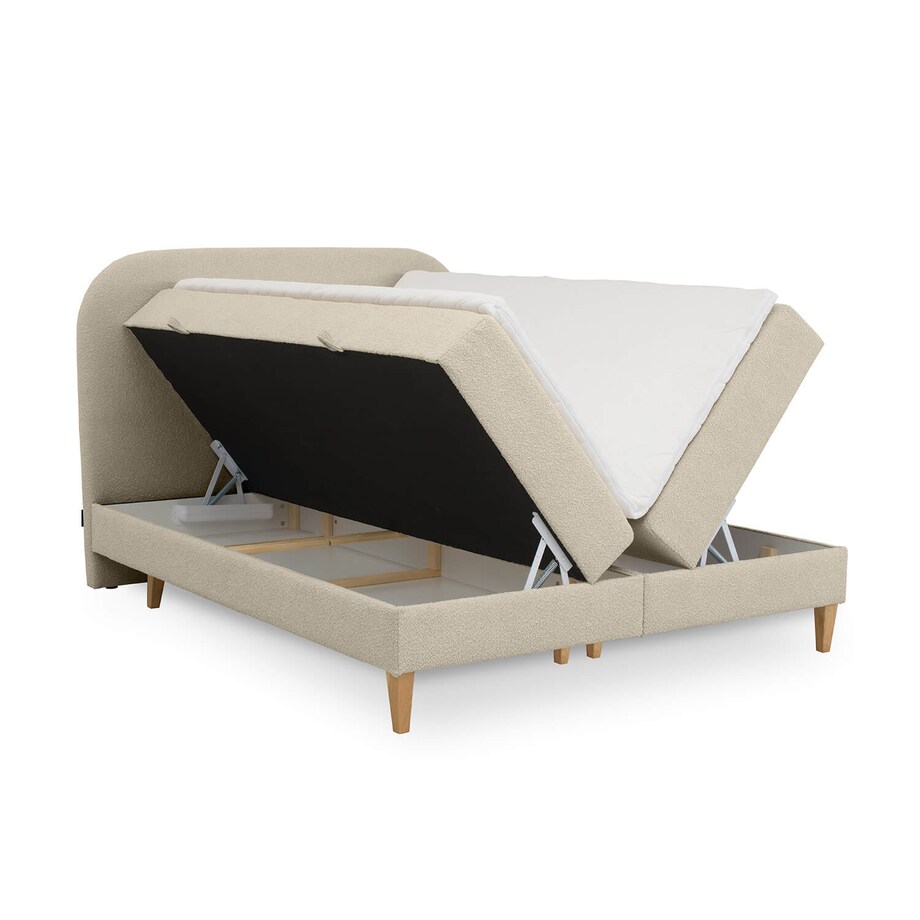 Łóżko kontynentalne CATRINE 140x200 z pojemnikiem, Beż, tkanina Baloo 2075