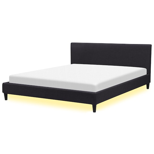 Łóżko LED FITOU 180 x 200 cm Czarny