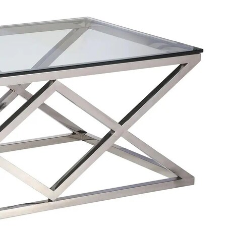 Szklany stolik prostokątny Empire EP-CT1469S Cosmolight srebrny przezroczysty