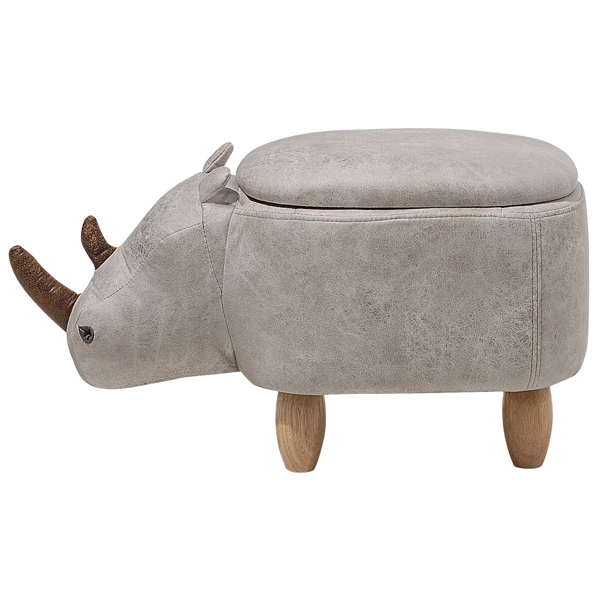 Pufa zwierzak ze schowkiem RHINO Ekoskóra Jasnoszary Nosorożec