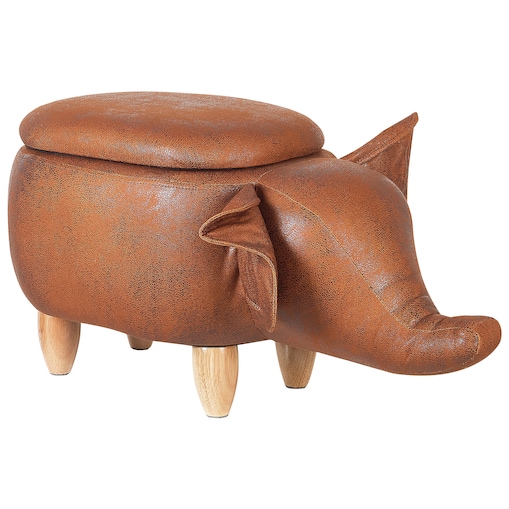 Pufa zwierzak ze schowkiem ELEPHANT Ekoskóra Ciemnobrązowy Słoń
