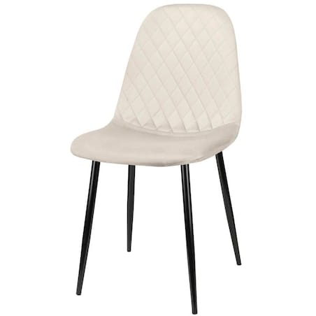 Krzesło tapicerowane nowoczesne pikowane do salonu jadalni beżowe