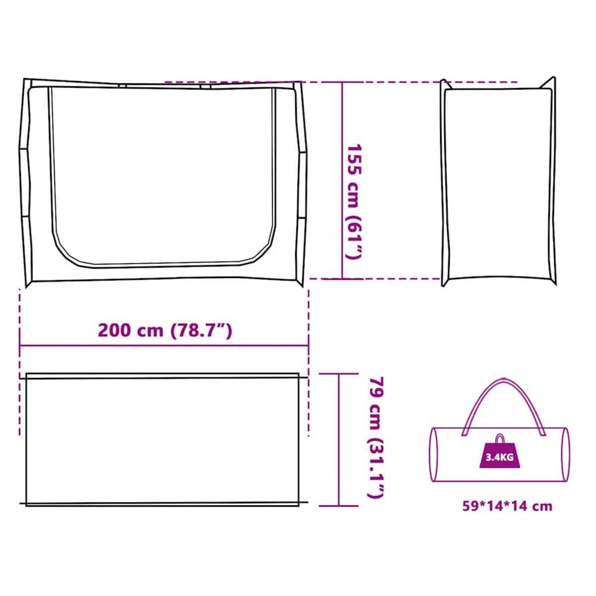 vidaXL Namiot magazynowy, szary, wodoszczelny