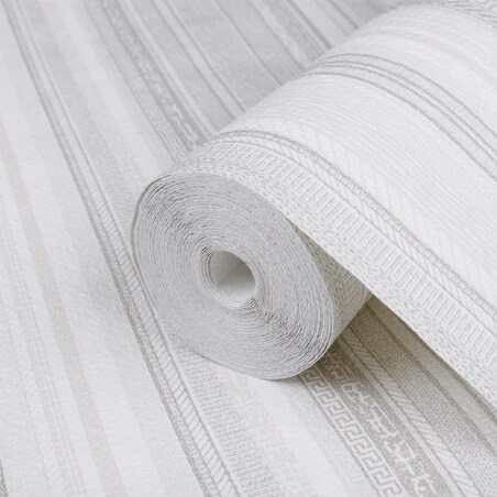 vidaXL Tapeta 3D z wzorem w pasy, szara, 10x0,53 m, flizelina