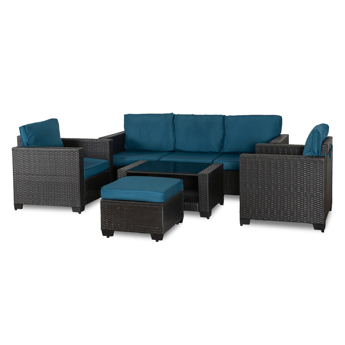 Zestaw Mebli Ogrodowych Technorattan Na Taras Ogród Niebieski Szary OLYMPIA