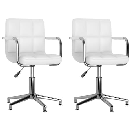 vidaXL Obrotowe krzesła stołowe, 2 szt., białe, sztuczna skóra