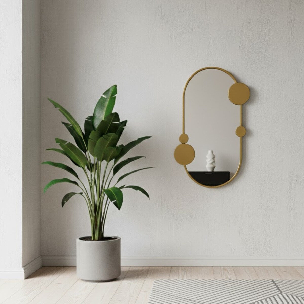 Lustro ścienne SAANA z geometrycznymi zdobieniami, 50 x 76 cm