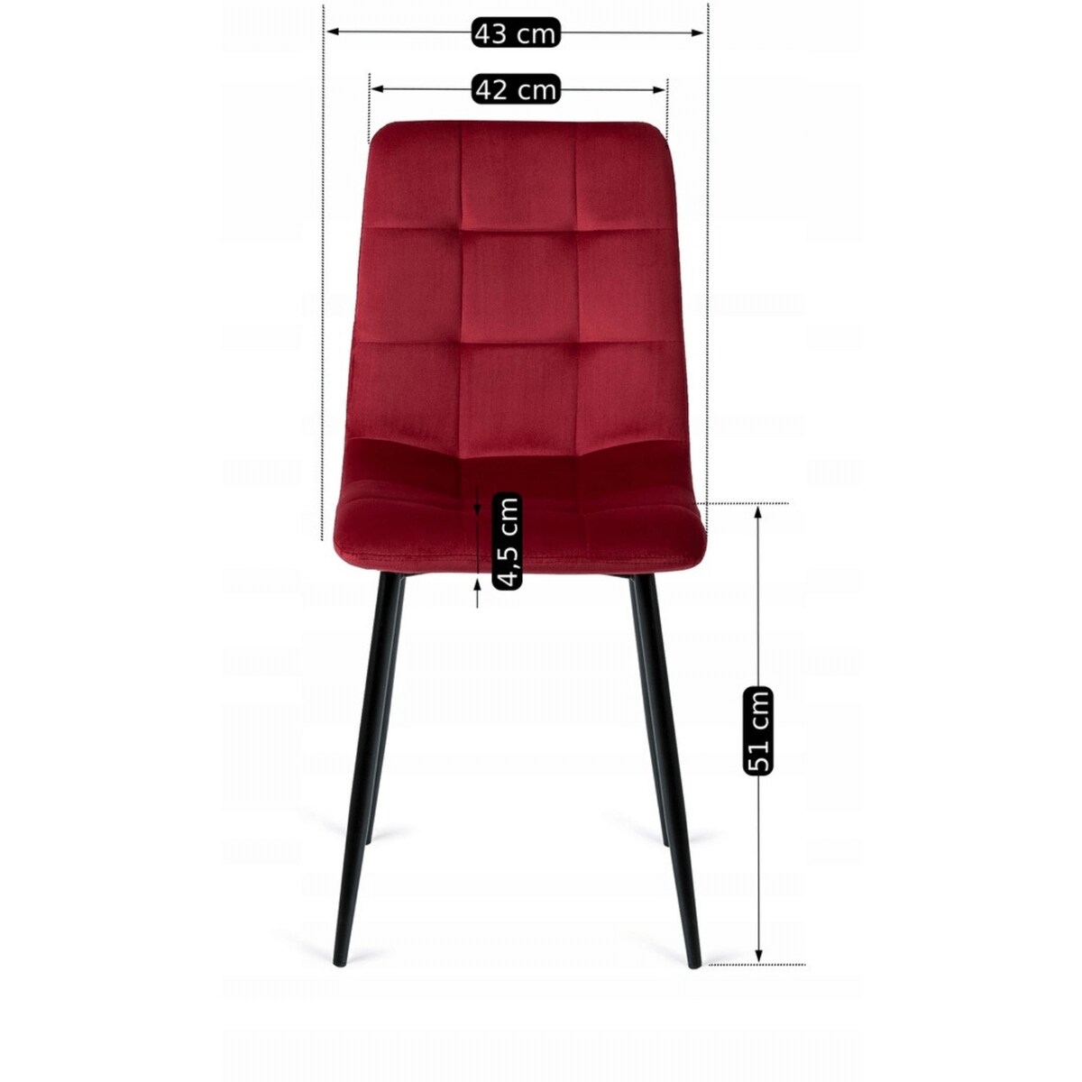 Krzesło Tapicerowane Welurowe Kuchenne Do Jadalni Salonu Loft Bordowe PERU